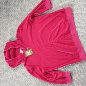 NWT! Vintage Y2K Juicy Couture Hot Pink Terry Puff Sleeve Hooded Zip up, Size 2X